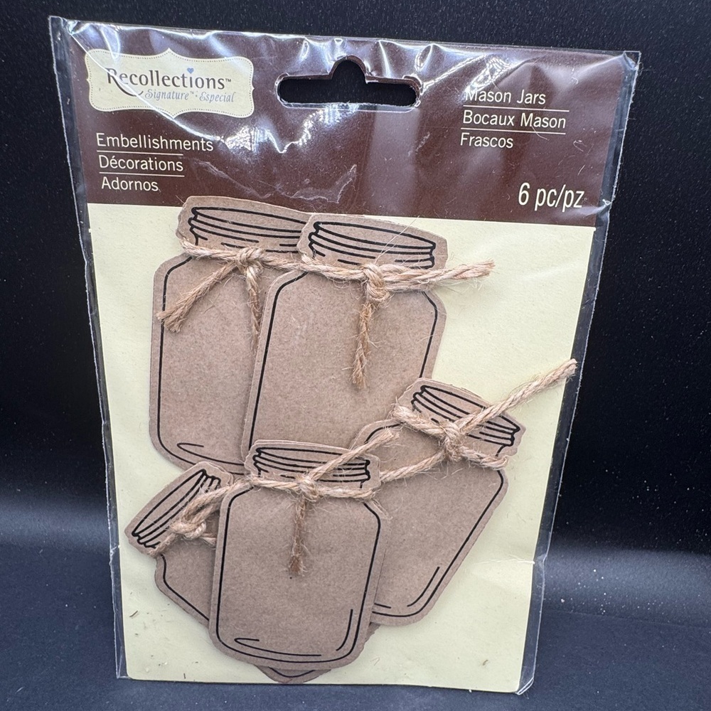 5/$25 NWT Recollections Mason Jar Embellishments- 6 piece